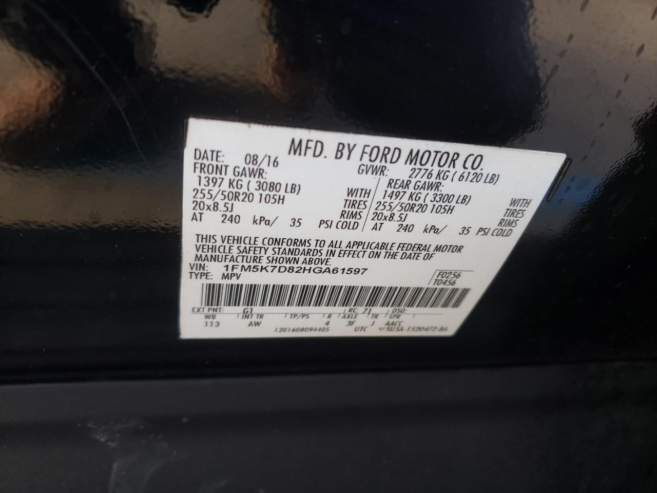 2017 Ford Explorer Xlt VIN: 1FM5K7D82HGA61597 Lot: 68561484