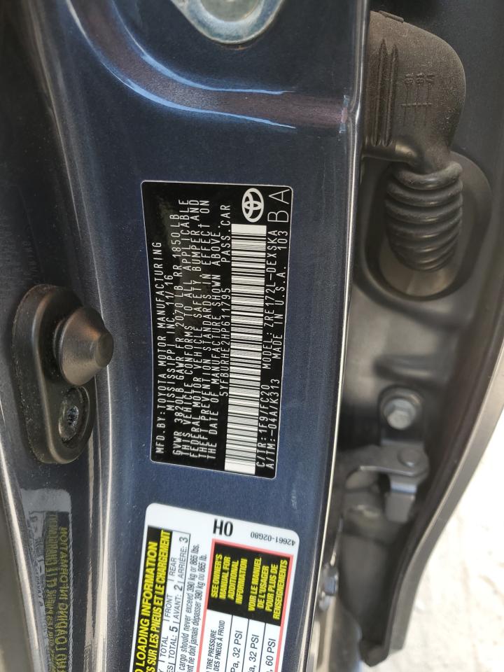 2017 Toyota Corolla L VIN: 5YFBURHE2HP611795 Lot: 80771925