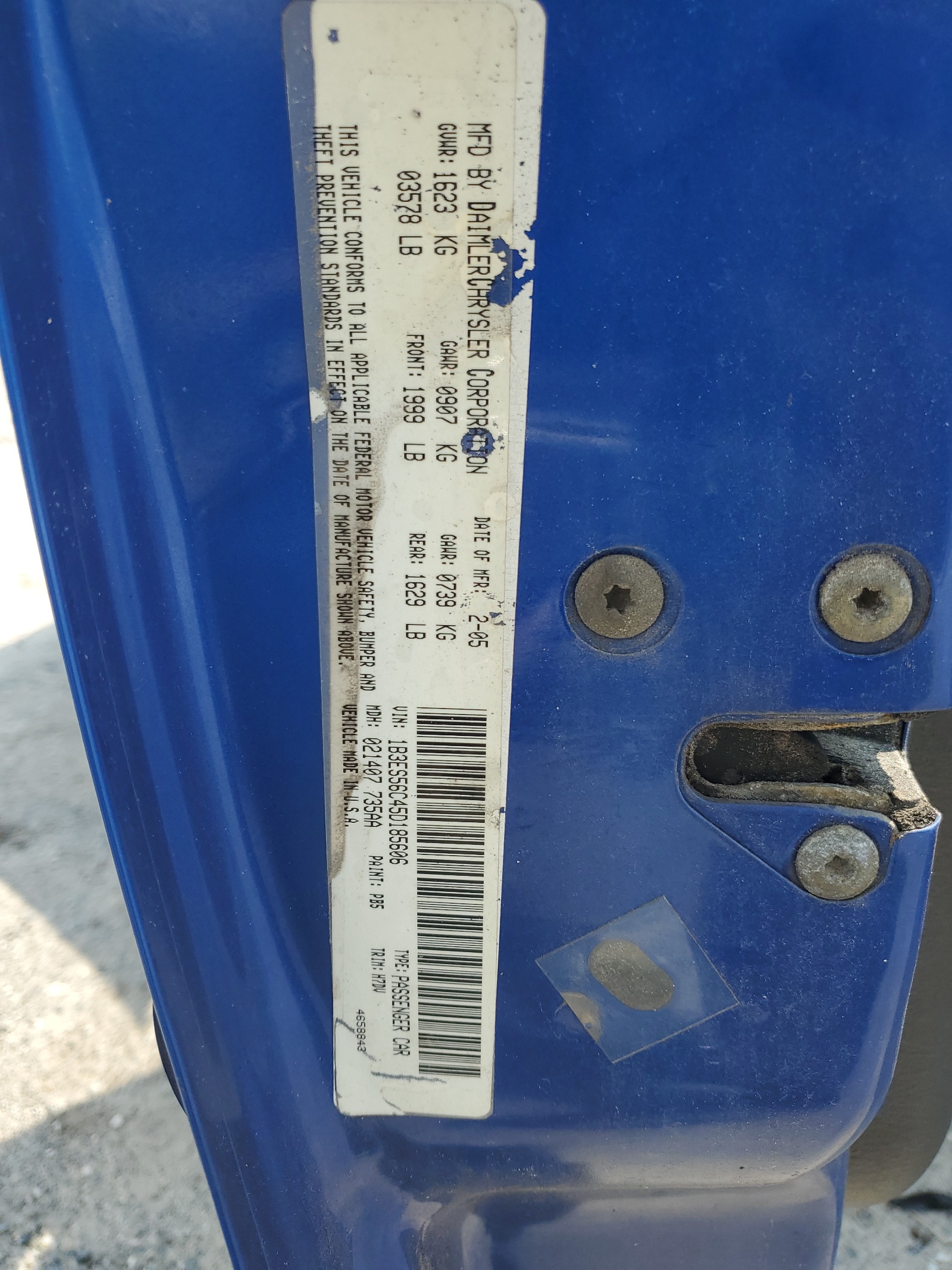 1B3ES56C45D185606 2005 Dodge Neon Sxt