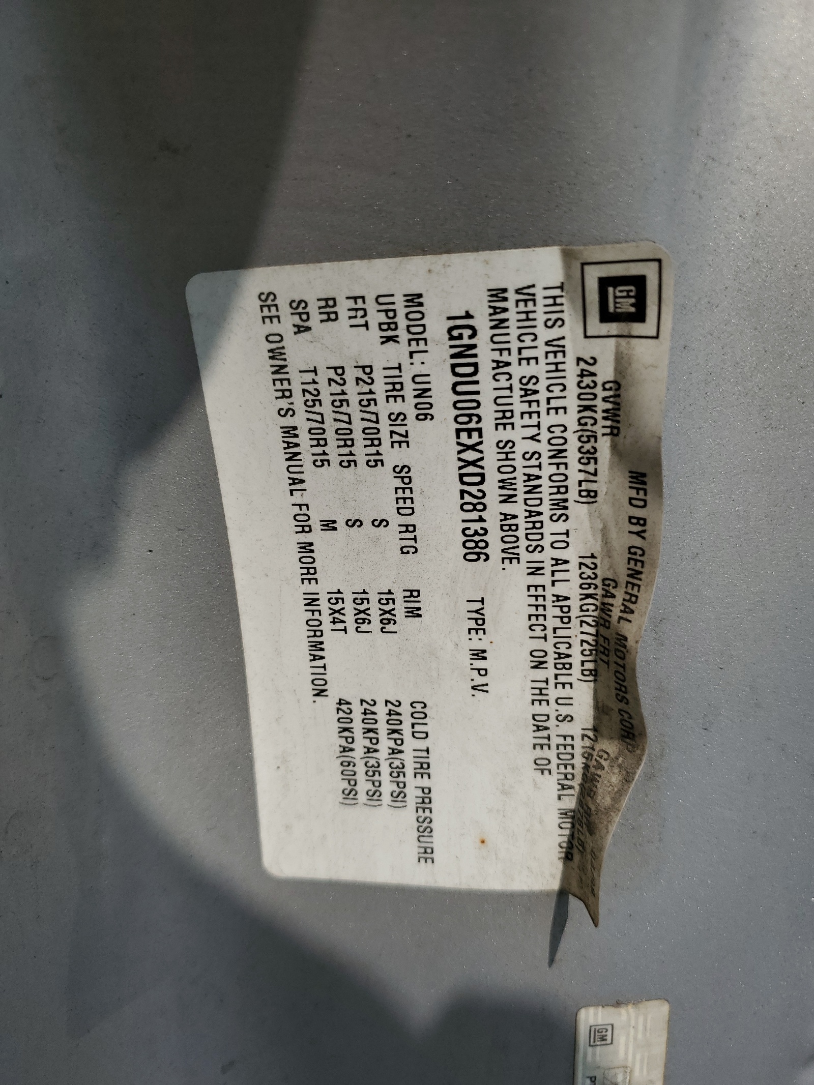 1GNDU06EXXD281386 1999 Chevrolet Venture