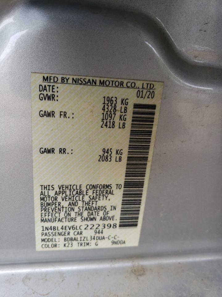 1N4BL4EV6LC222398 2020 Nissan Altima Sl