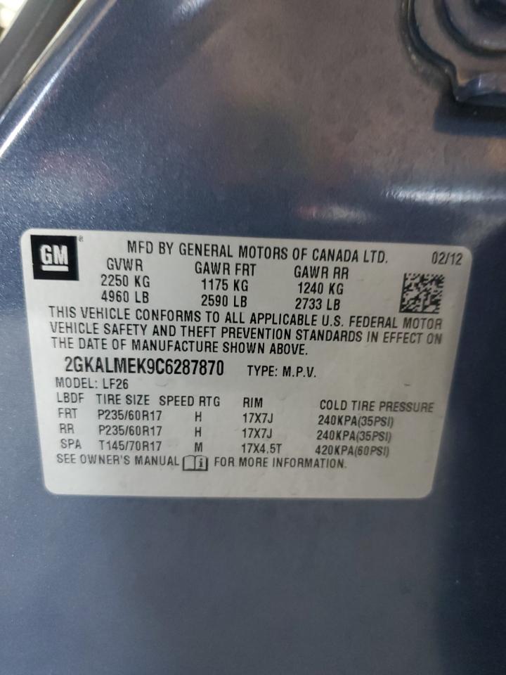 2012 GMC Terrain Sle VIN: 2GKALMEK9C6287870 Lot: 67189754