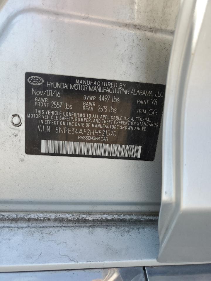 5NPE34AF2HH521520 2017 Hyundai Sonata Sport