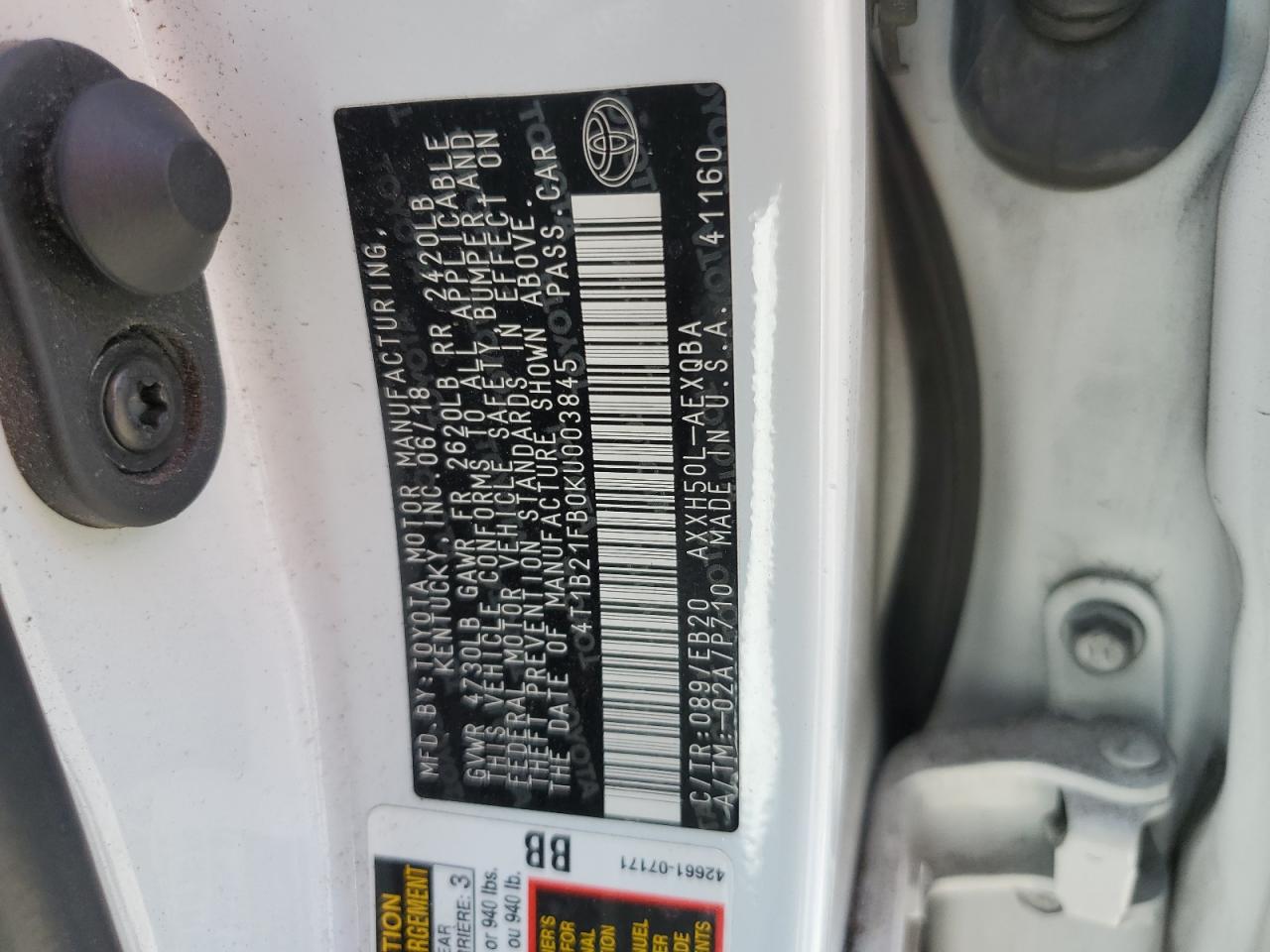 2019 Toyota Avalon Xle VIN: 4T1B21FB0KU003845 Lot: 66622564