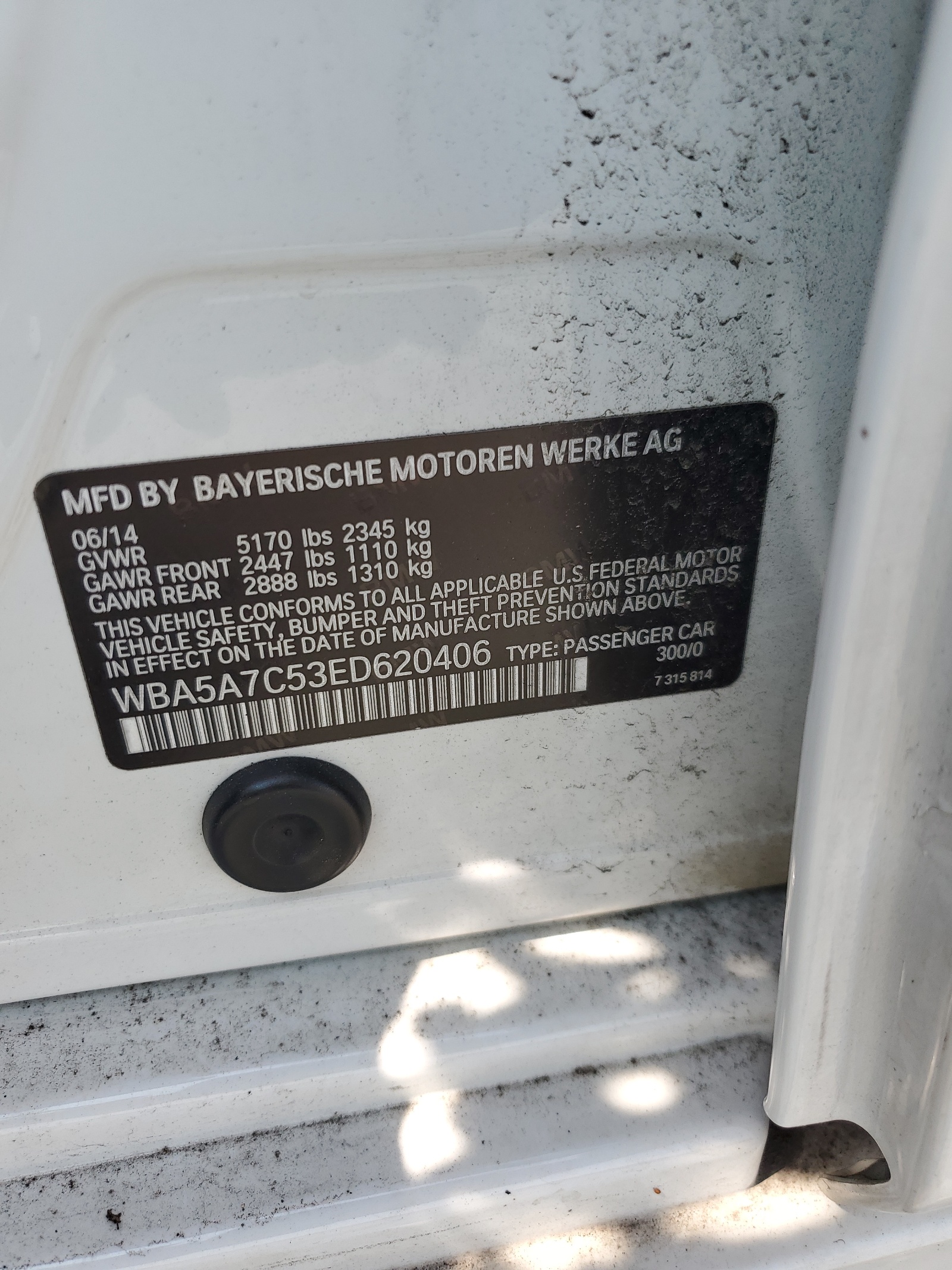 WBA5A7C53ED620406 2014 BMW 528 Xi