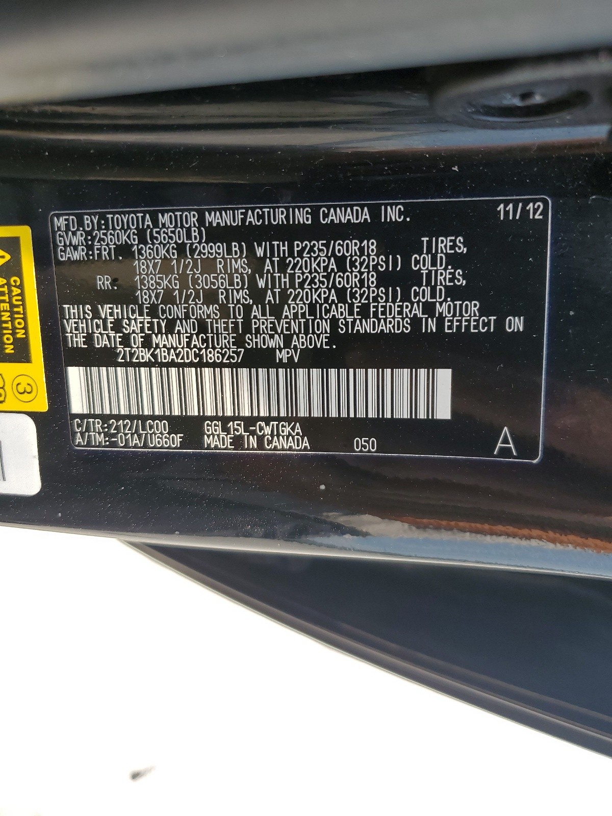 2T2BK1BA2DC186257 2013 Lexus Rx 350 Base