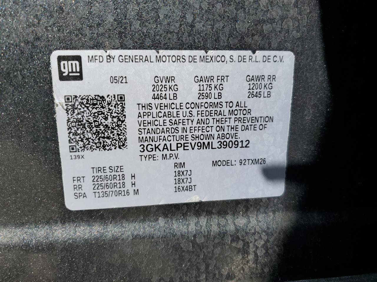 3GKALPEV9ML390912 2021 GMC Terrain Slt