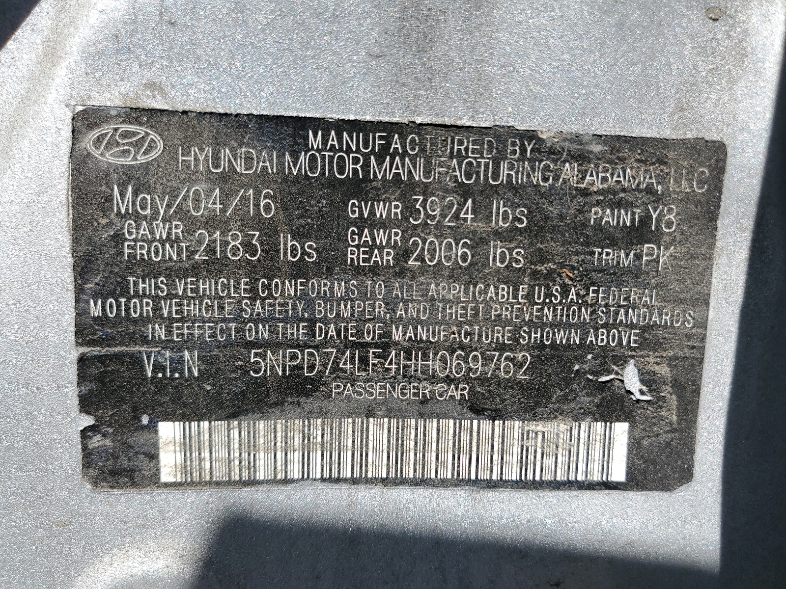 5NPD74LF4HH069762 2017 Hyundai Elantra Se