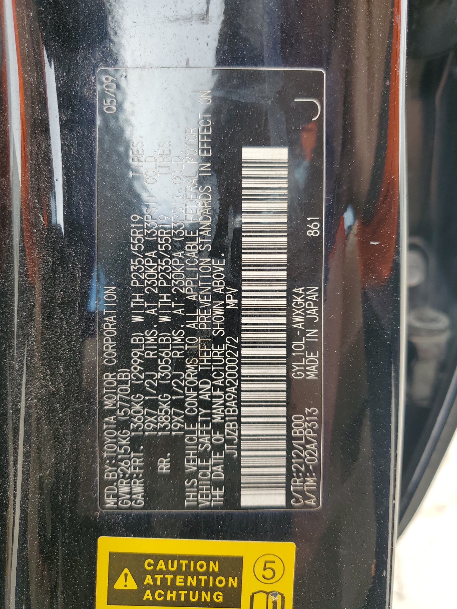 JTJZB1BA9A2000272 2010 Lexus Rx 450H