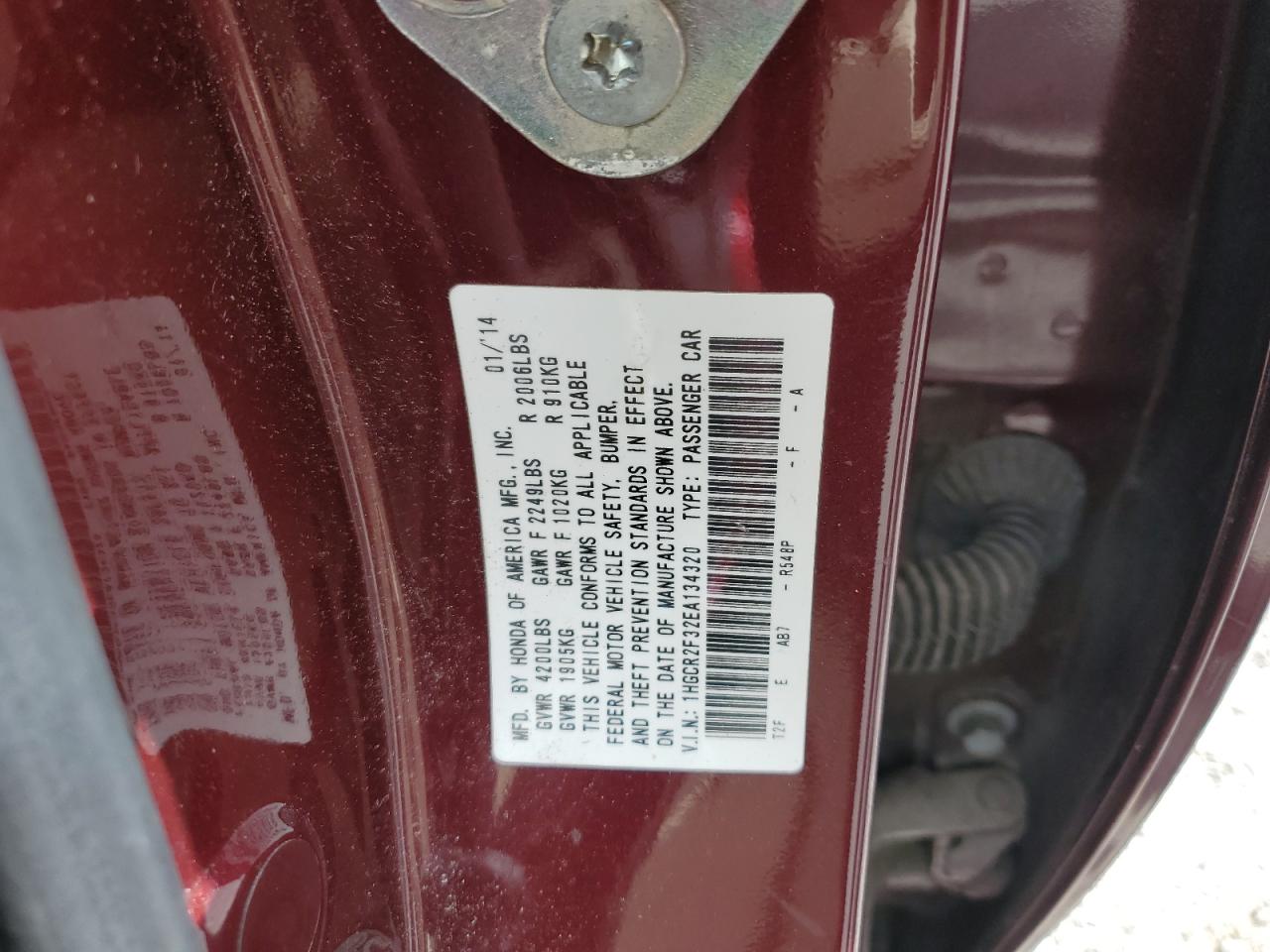 1HGCR2F32EA134320 2014 Honda Accord Lx