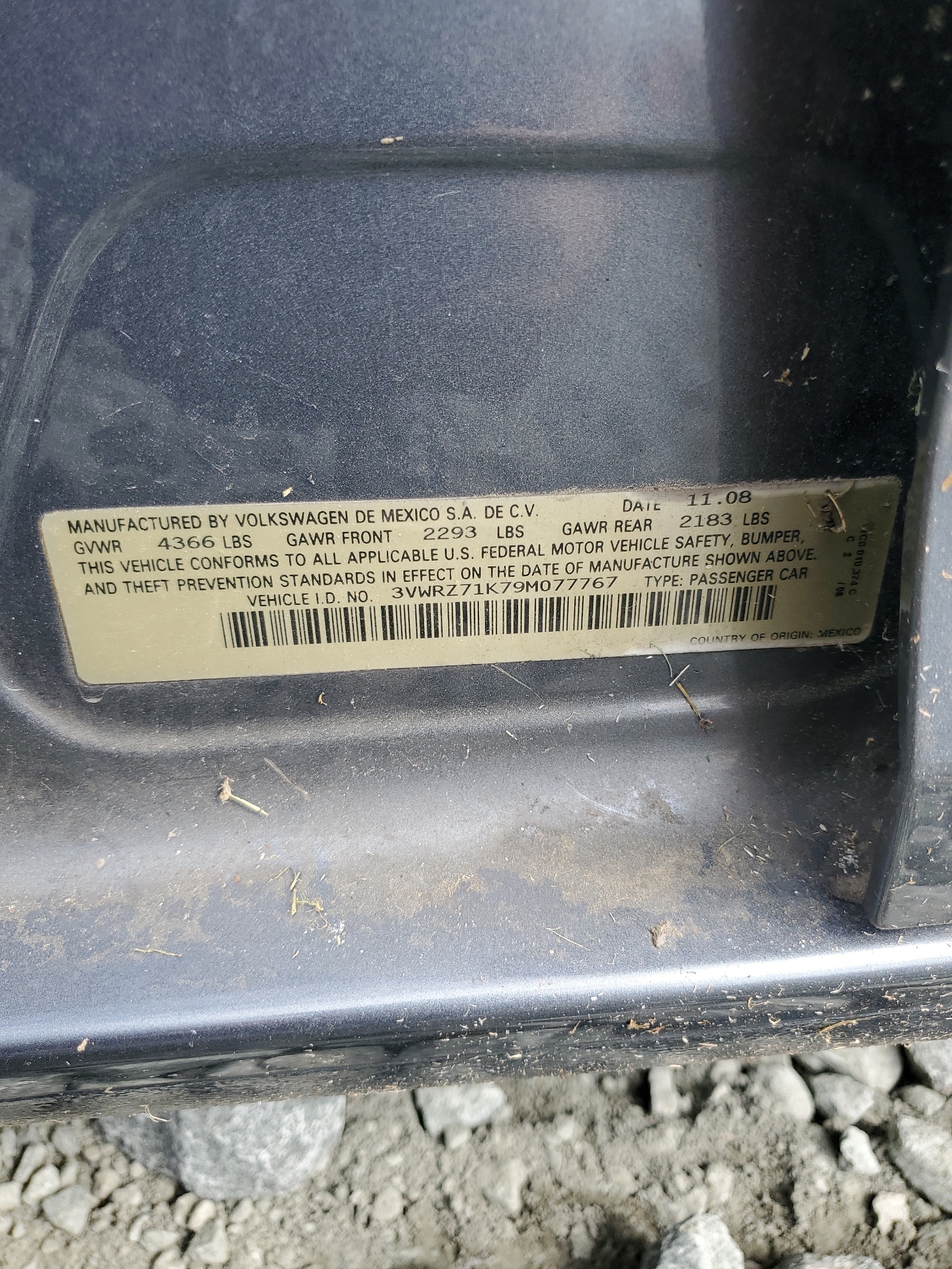 3VWRZ71K79M077767 2009 Volkswagen Jetta Se