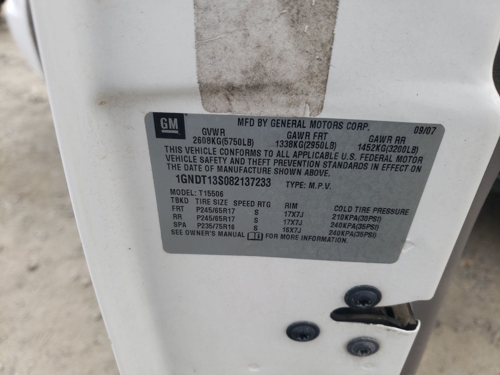 1GNDT13S082137233 2008 Chevrolet Trailblazer Ls