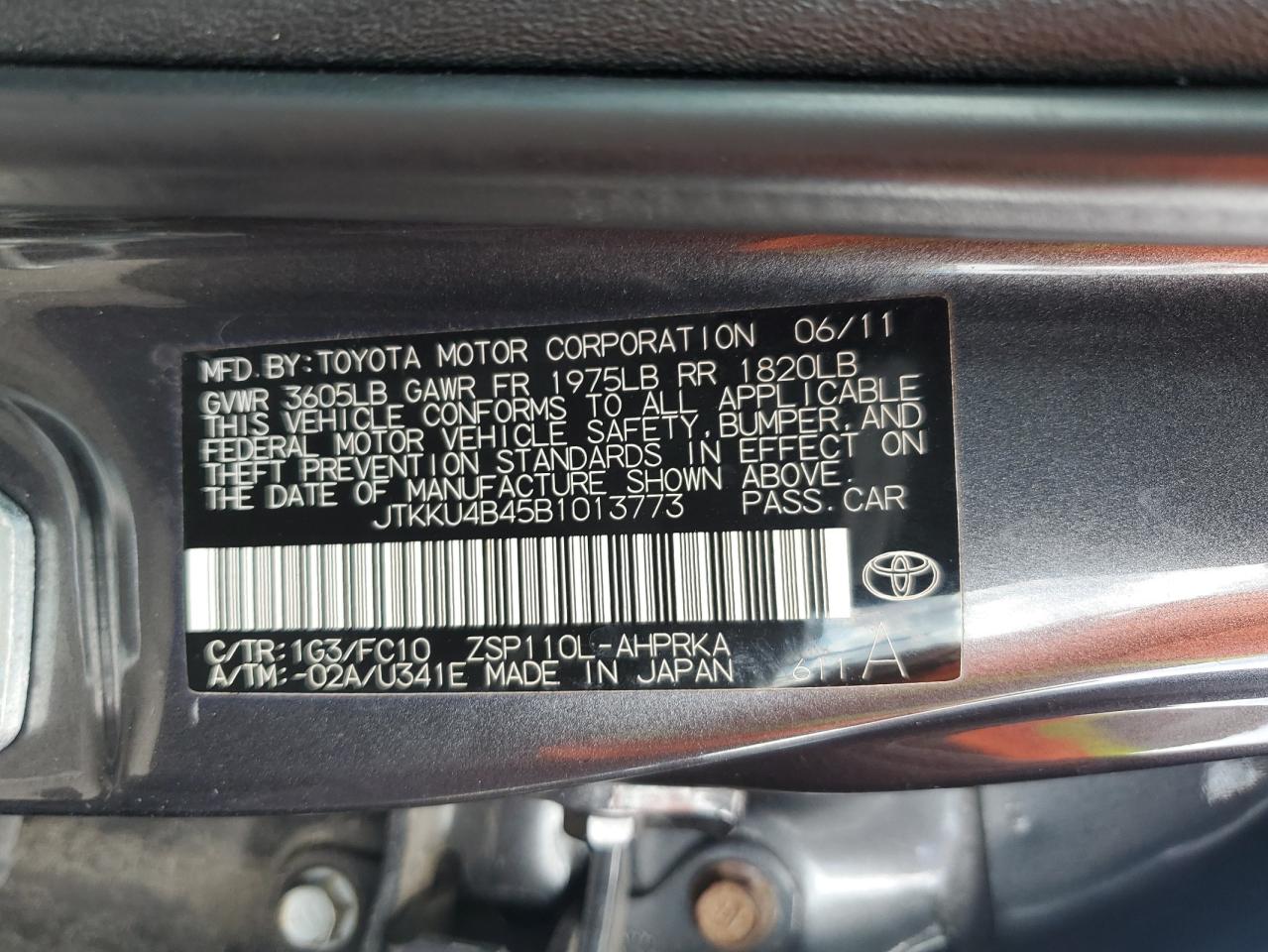 JTKKU4B45B1013773 2011 Toyota Scion Xd