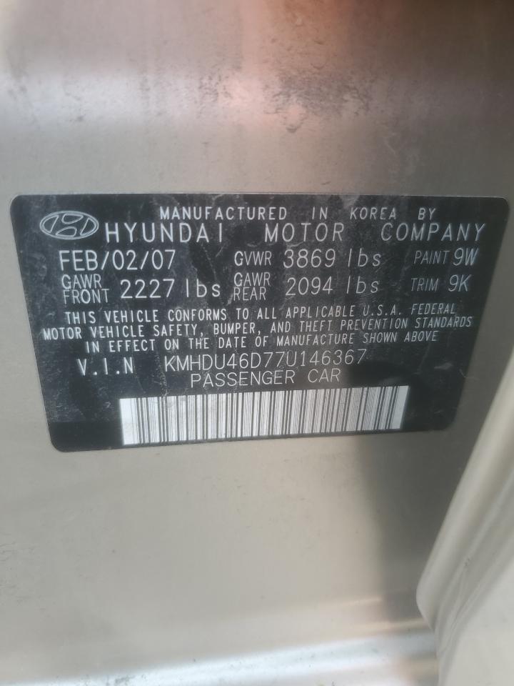 2007 Hyundai Elantra Gls VIN: KMHDU46D77U146367 Lot: 67256894