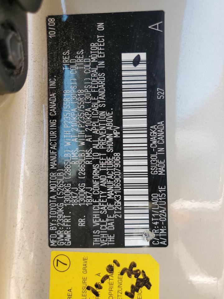 2009 Lexus Rx 350 VIN: 2T2GK31U69C079068 Lot: 68343844