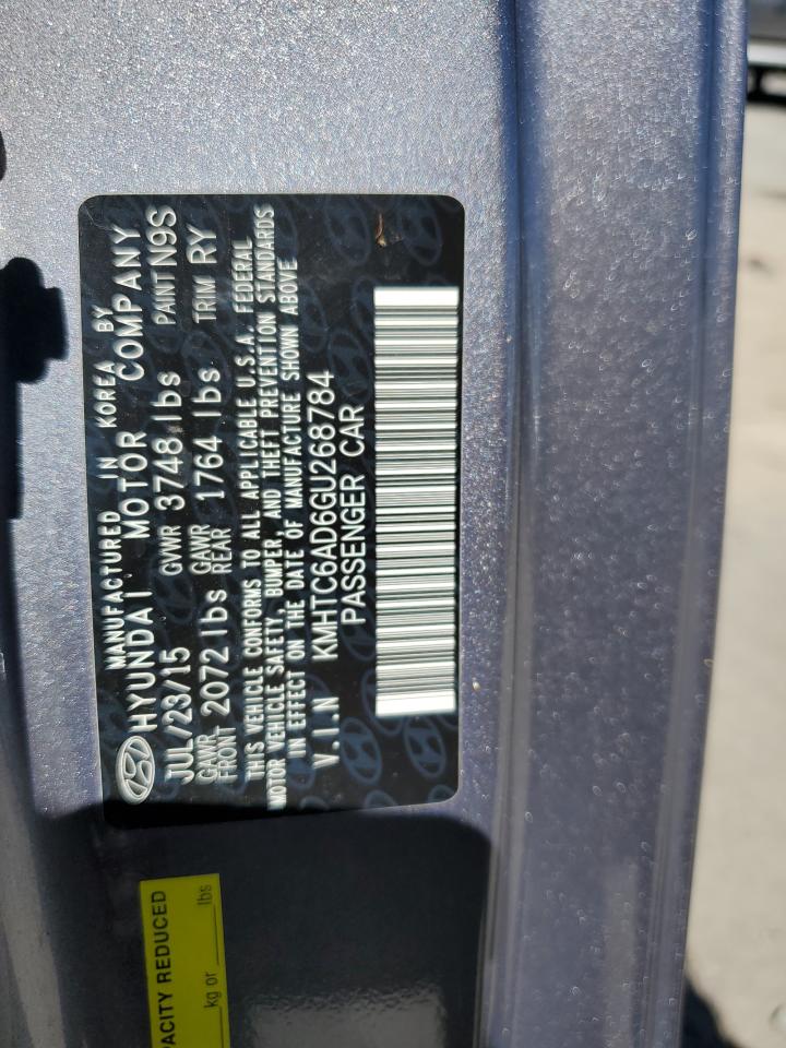 2016 Hyundai Veloster VIN: KMHTC6AD6GU268784 Lot: 67793114