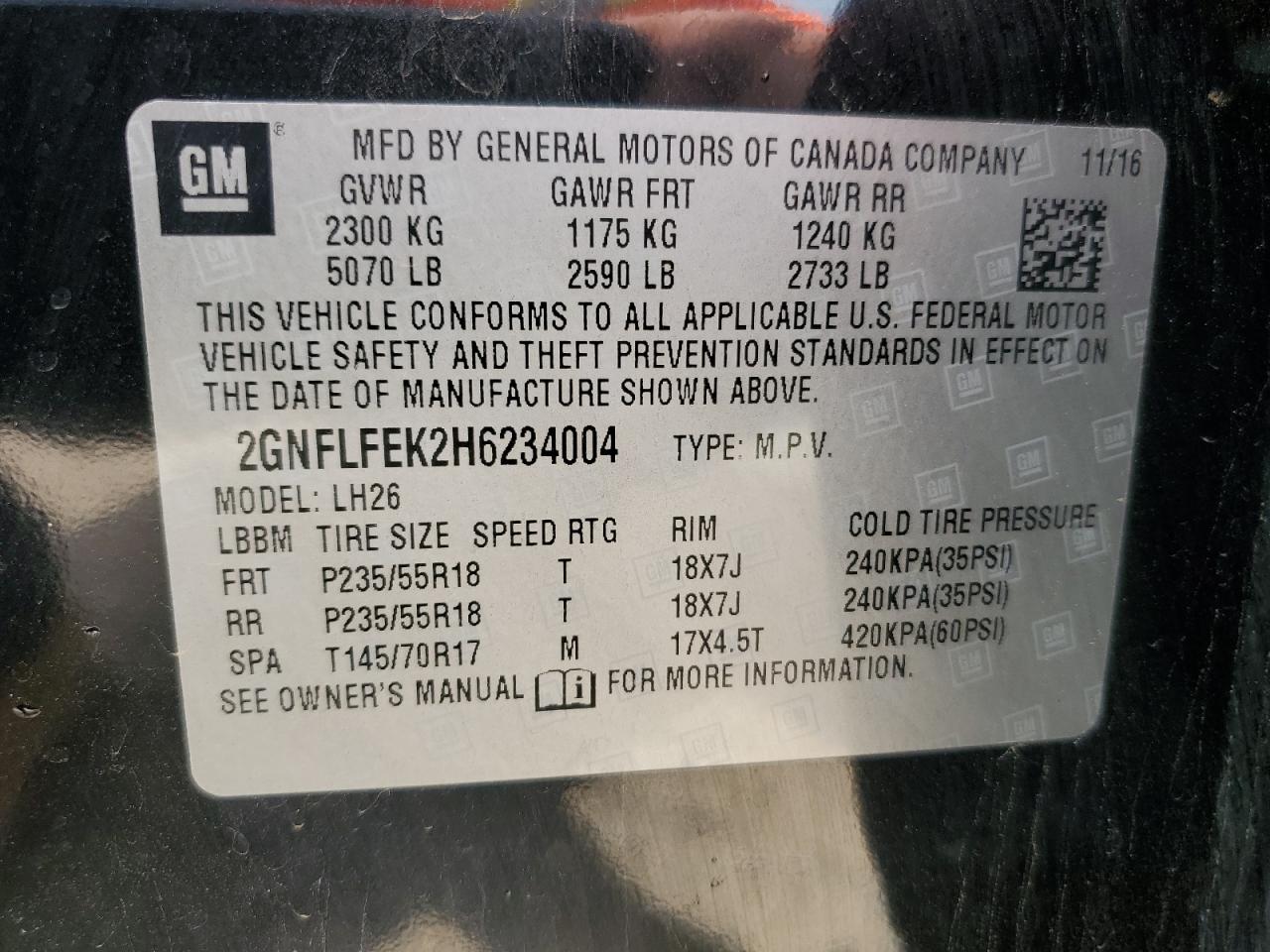 2GNFLFEK2H6234004 2017 CHEVROLET EQUINOX - Image 16