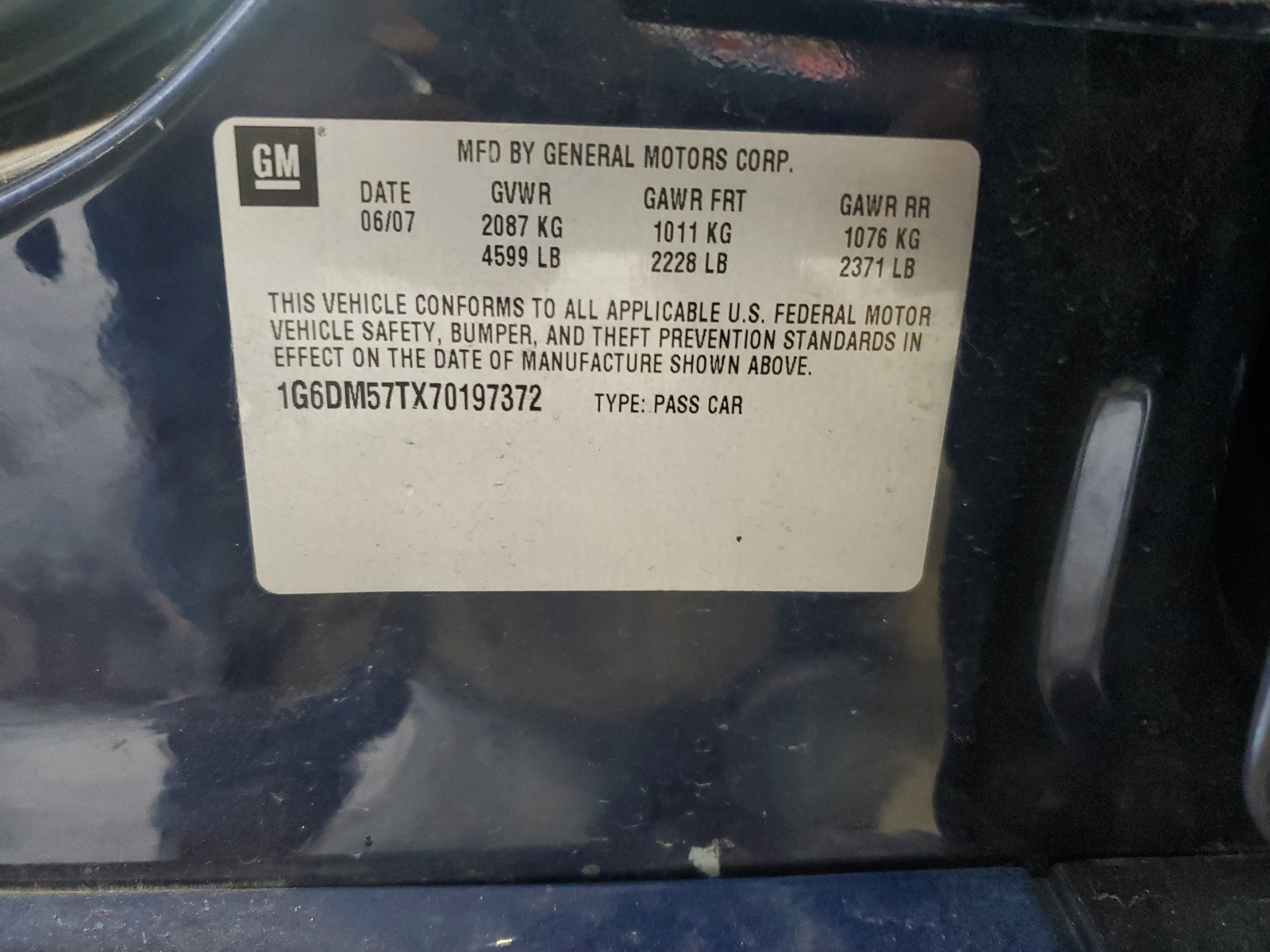 1G6DM57TX70197372 2007 Cadillac Cts