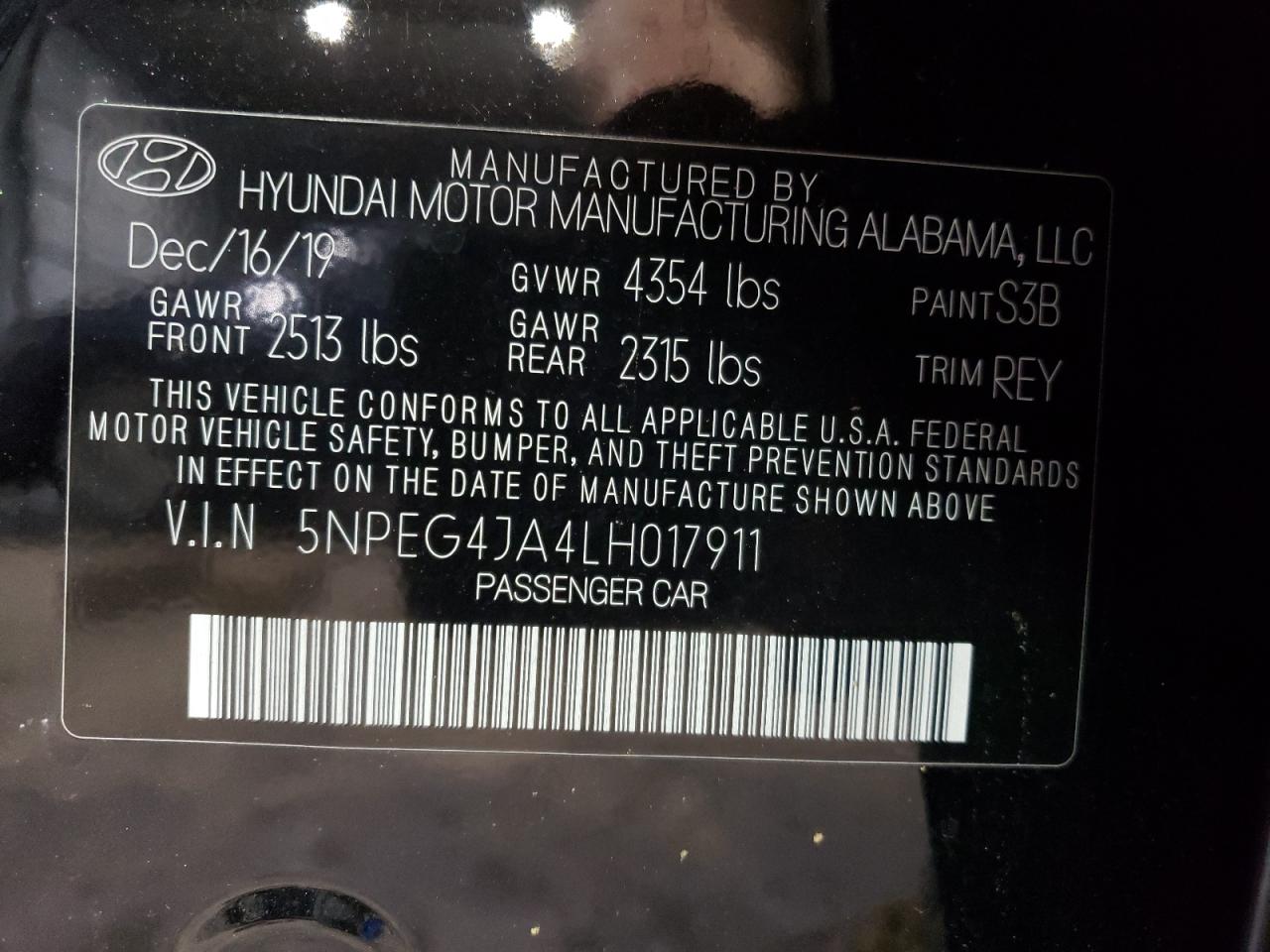 2020 Hyundai Sonata Se VIN: 5NPEG4JA4LH017911 Lot: 67770964