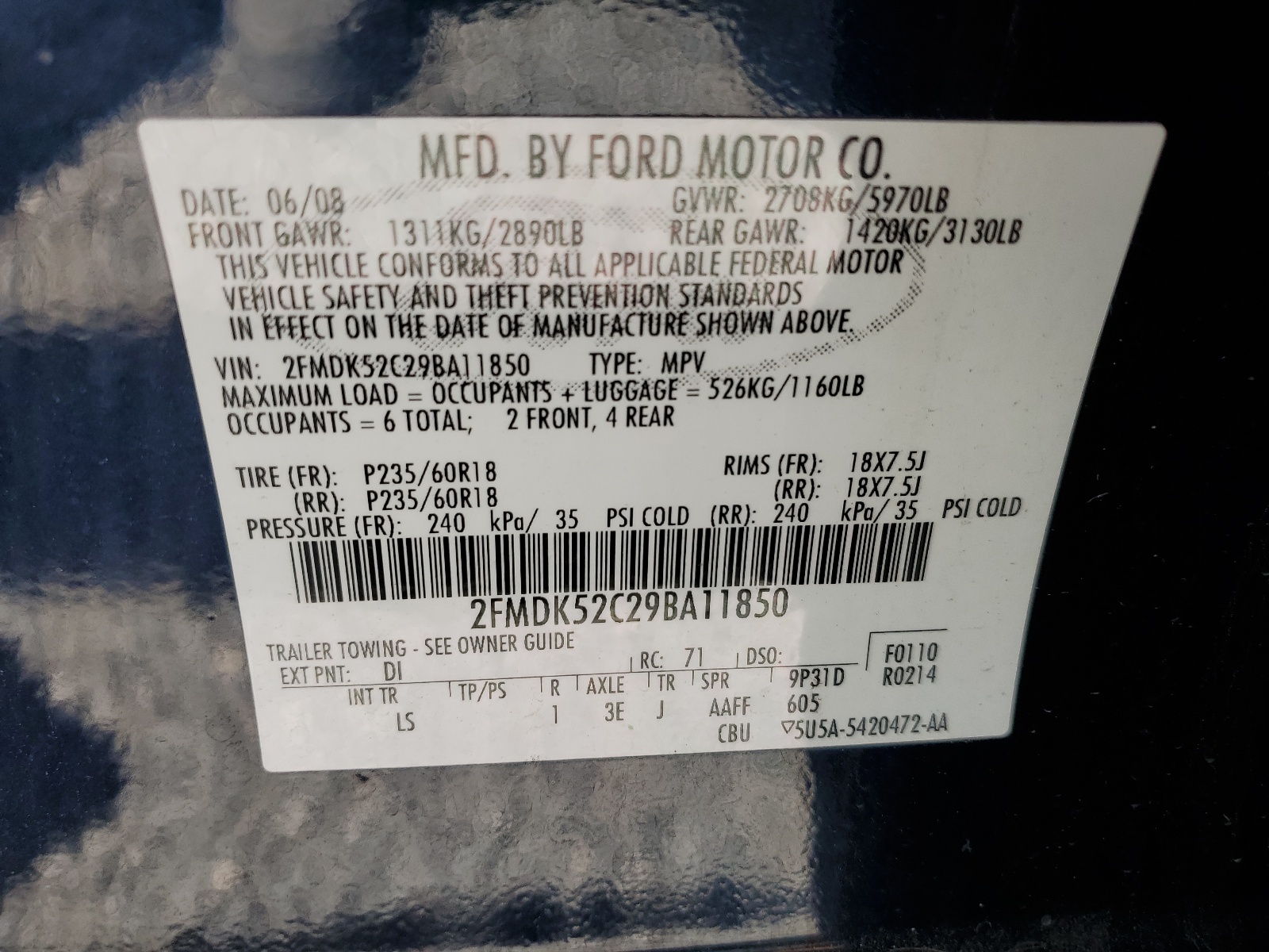 2FMDK52C29BA11850 2009 Ford Flex Sel