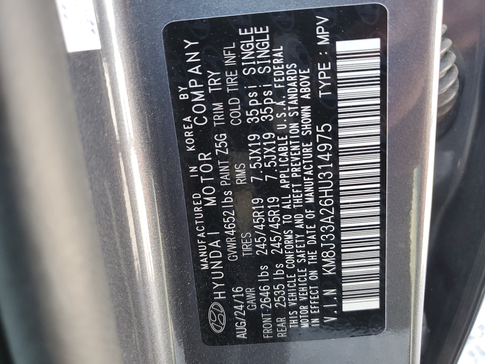 KM8J33A26HU314975 2017 Hyundai Tucson Limited