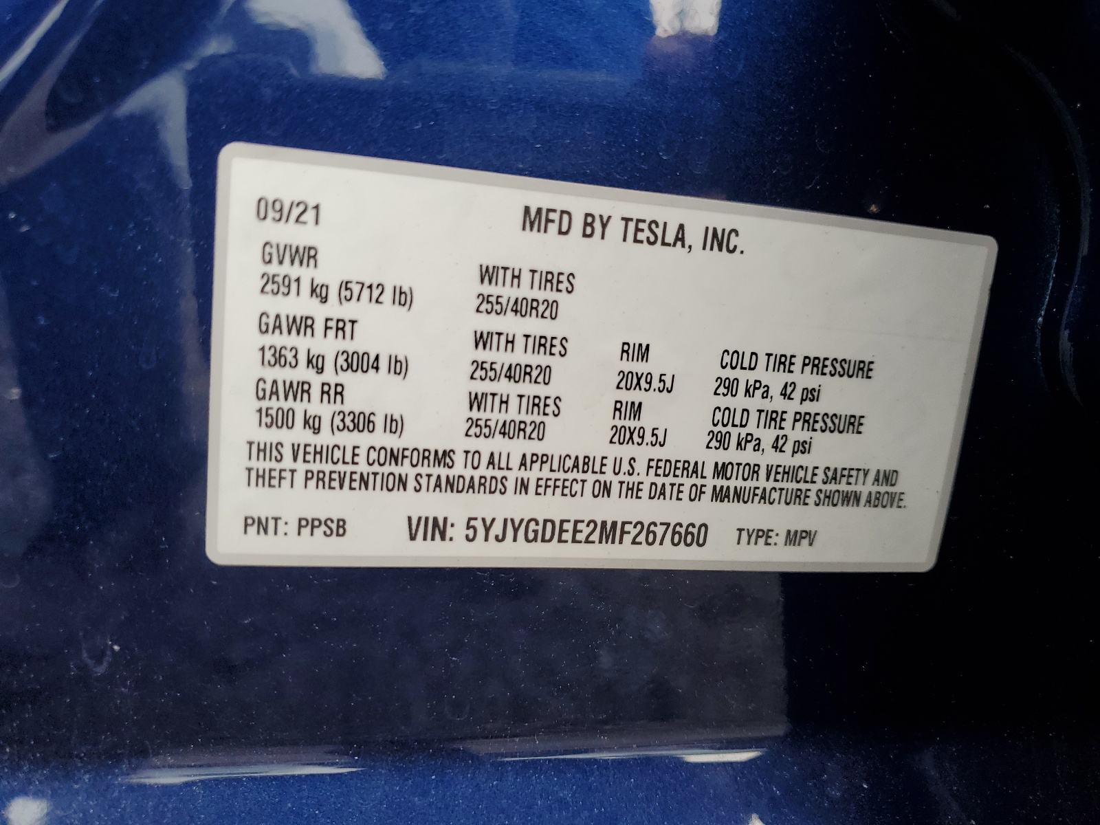 5YJYGUEE3NS267660 2021 Tesla Model Y