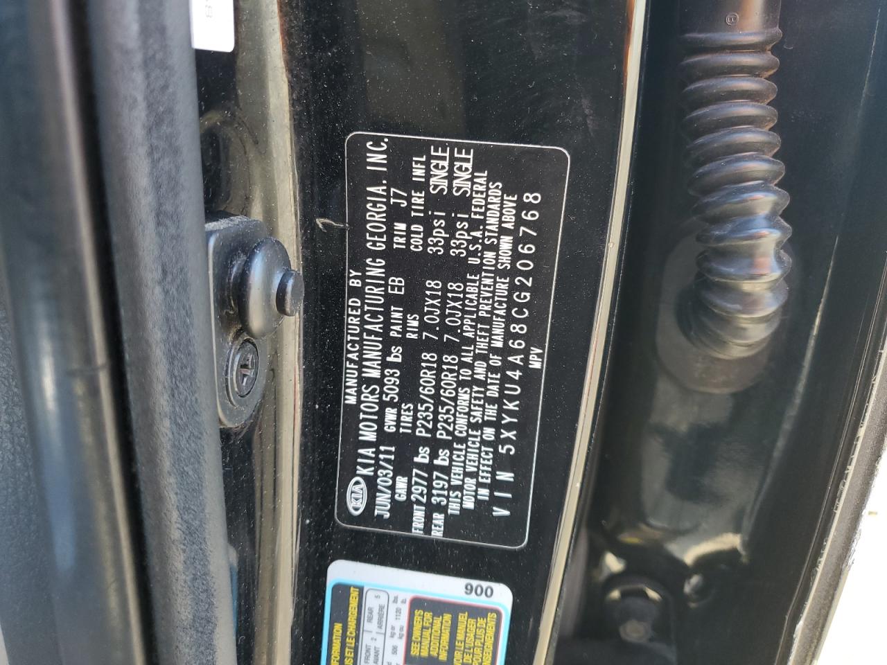 2012 Kia Sorento Ex VIN: 5XYKU4A68CG206768 Lot: 65848434