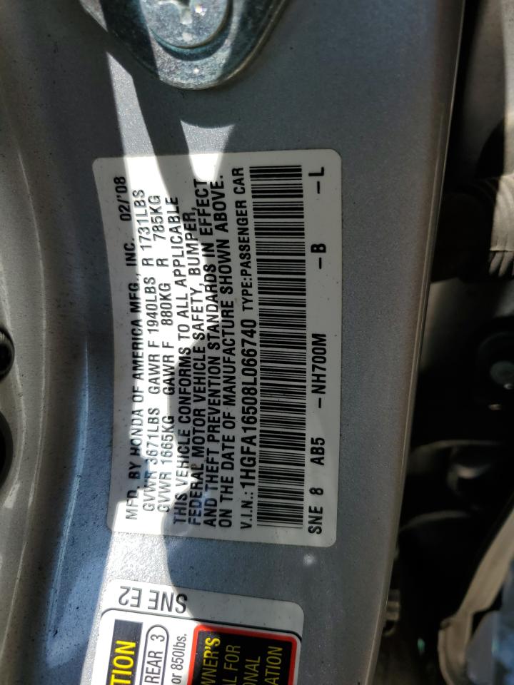 1HGFA16508L066740 2008 Honda Civic Lx