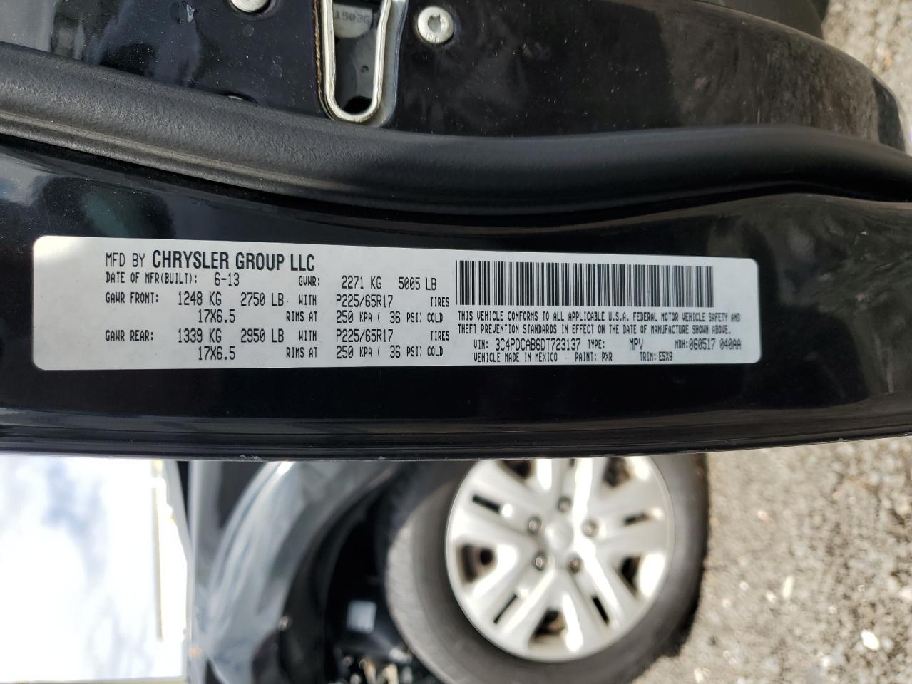 2013 Dodge Journey Se VIN: 3C4PDCAB6DT723137 Lot: 69617744