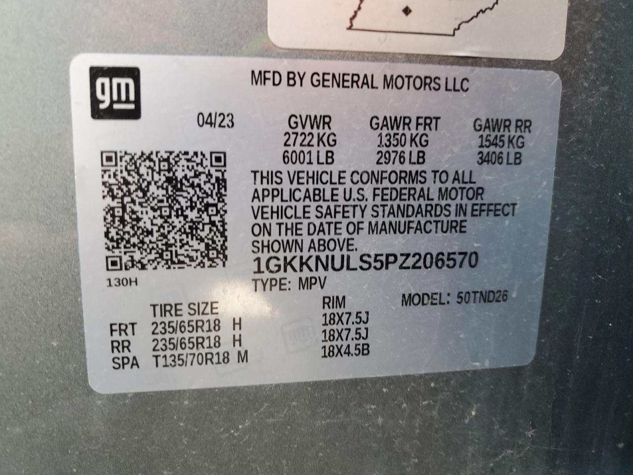 1GKKNULS5PZ206570 2023 GMC Acadia Slt