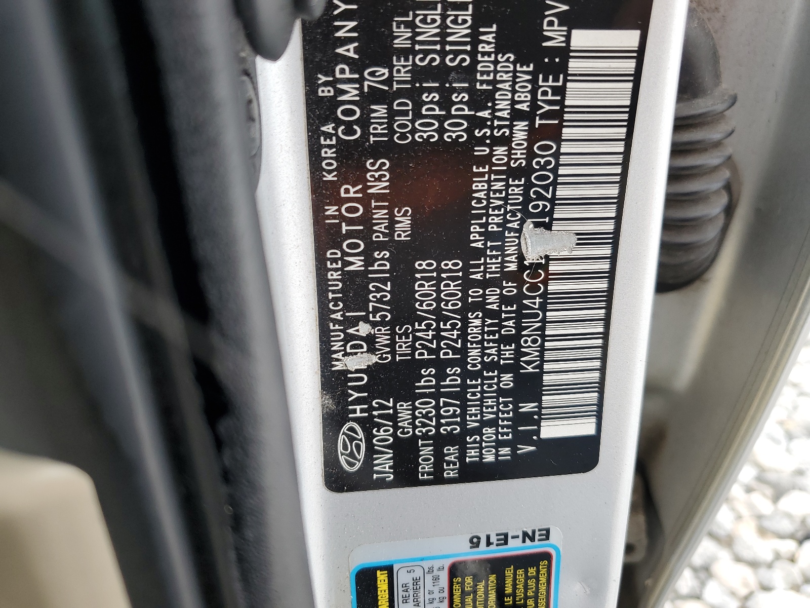 KM8NU4CC1CU192030 2012 Hyundai Veracruz Gls