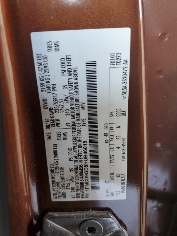 2017 Ford Escape Se VIN: 1FMCU9GD8HUB46015 Lot: 65870564