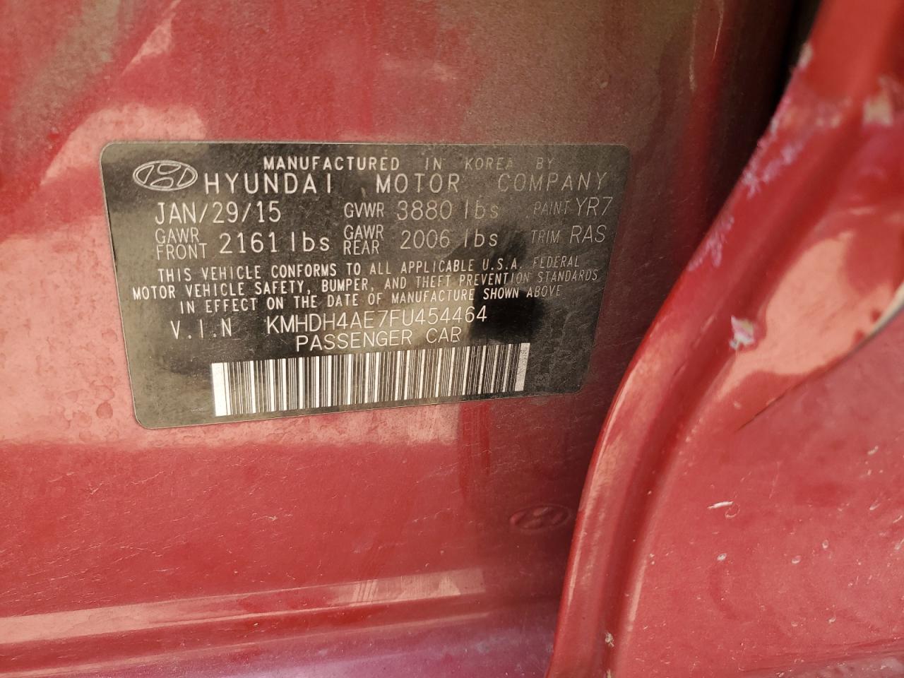 KMHDH4AE7FU454464 2015 HYUNDAI ELANTRA - Image 12