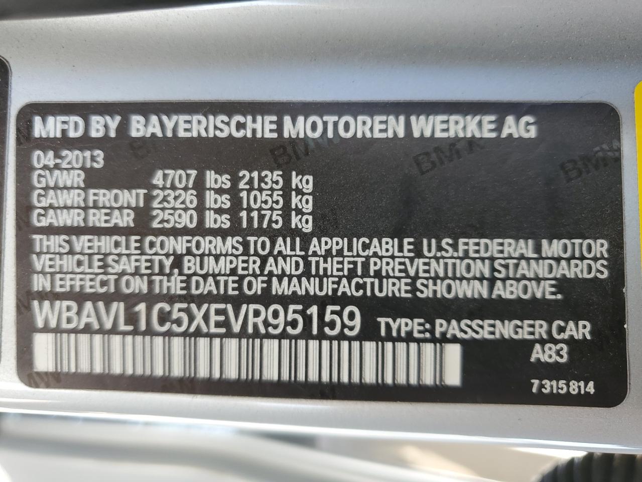 WBAVL1C5XEVR95159 2014 BMW X1 xDrive28I