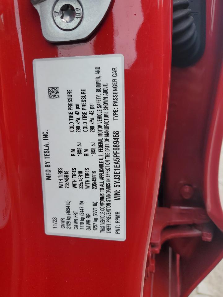 5YJ3E1EA5PF689468 2023 Tesla Model 3