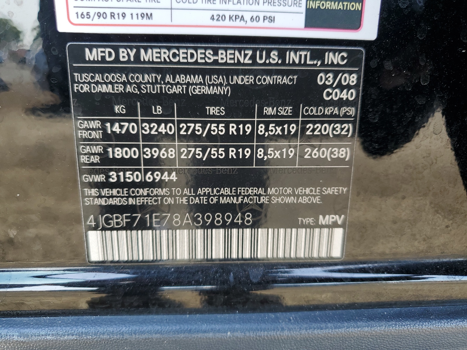 4JGBF71E78A398948 2008 Mercedes-Benz Gl 450 4Matic