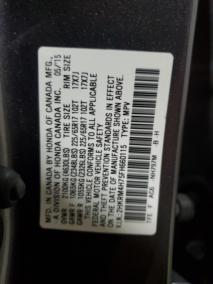2015 Honda Cr-V Exl VIN: 2HKRM4H75FH660115 Lot: 68827384