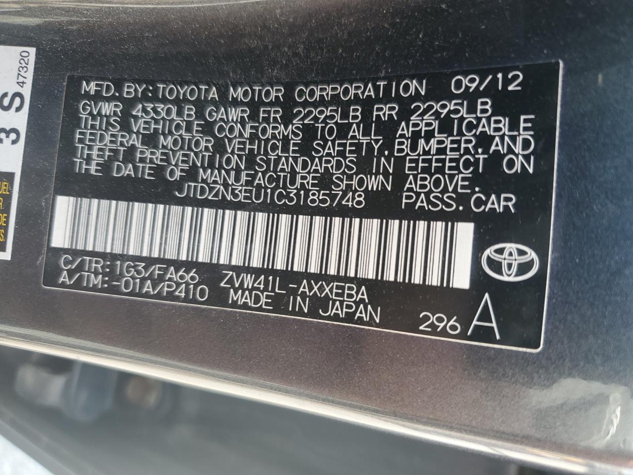 JTDZN3EU1C3185748 2012 Toyota Prius V