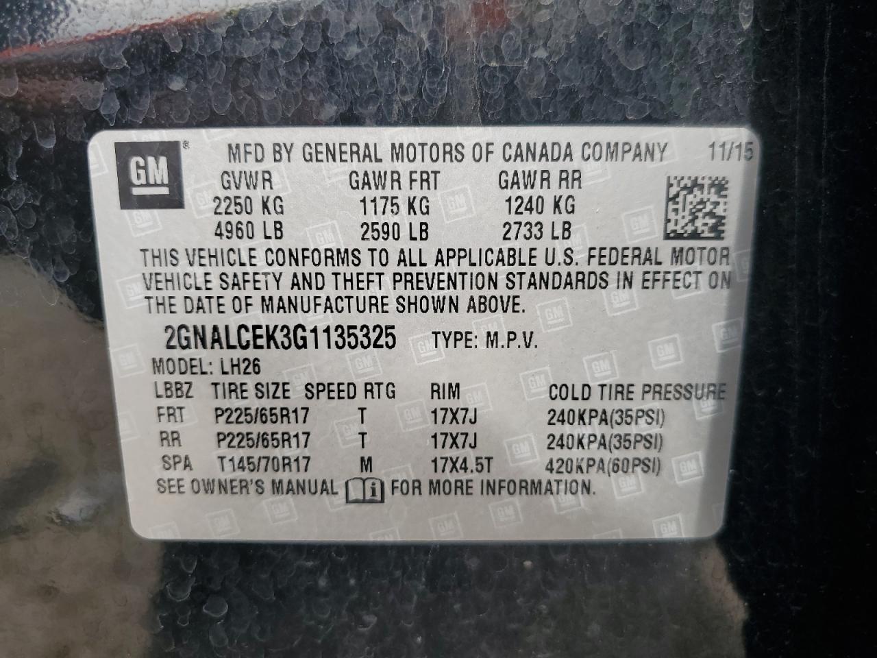 2GNALCEK3G1135325 2016 CHEVROLET EQUINOX - Image 13