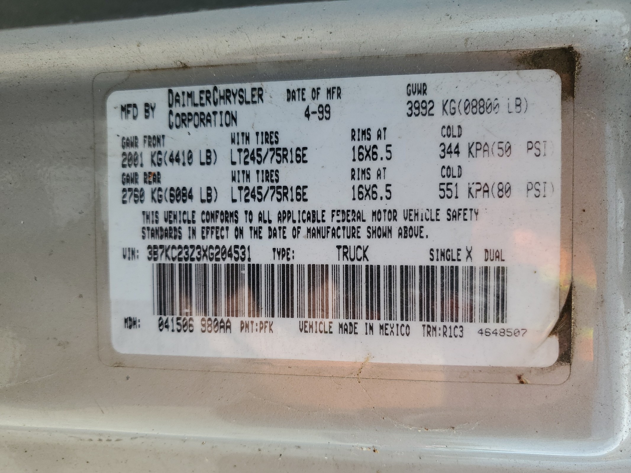 3B7KC23Z3XG204531 1999 Dodge Ram 2500