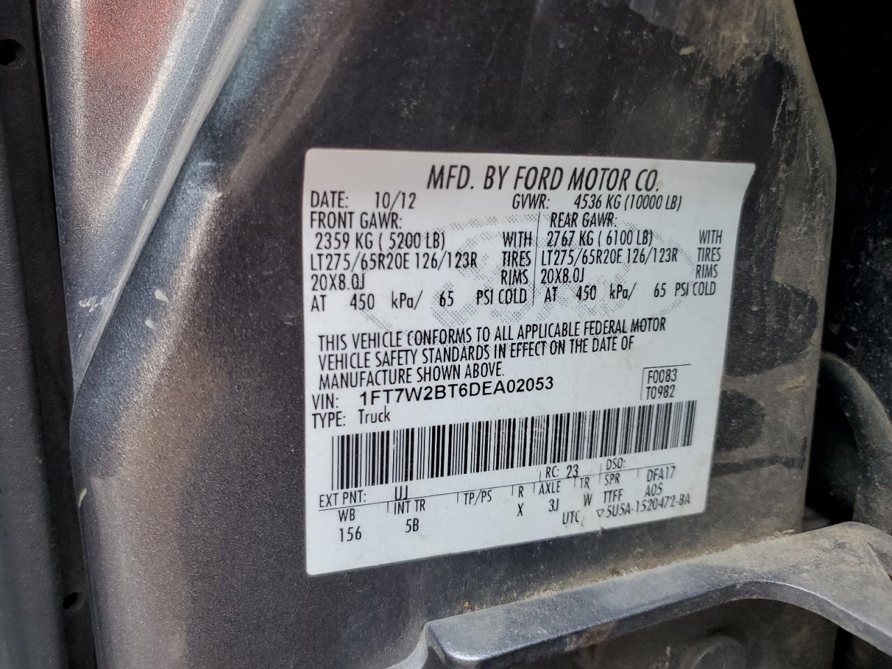 1FT7W2BT6DEA02053 2013 Ford F250 Super Duty