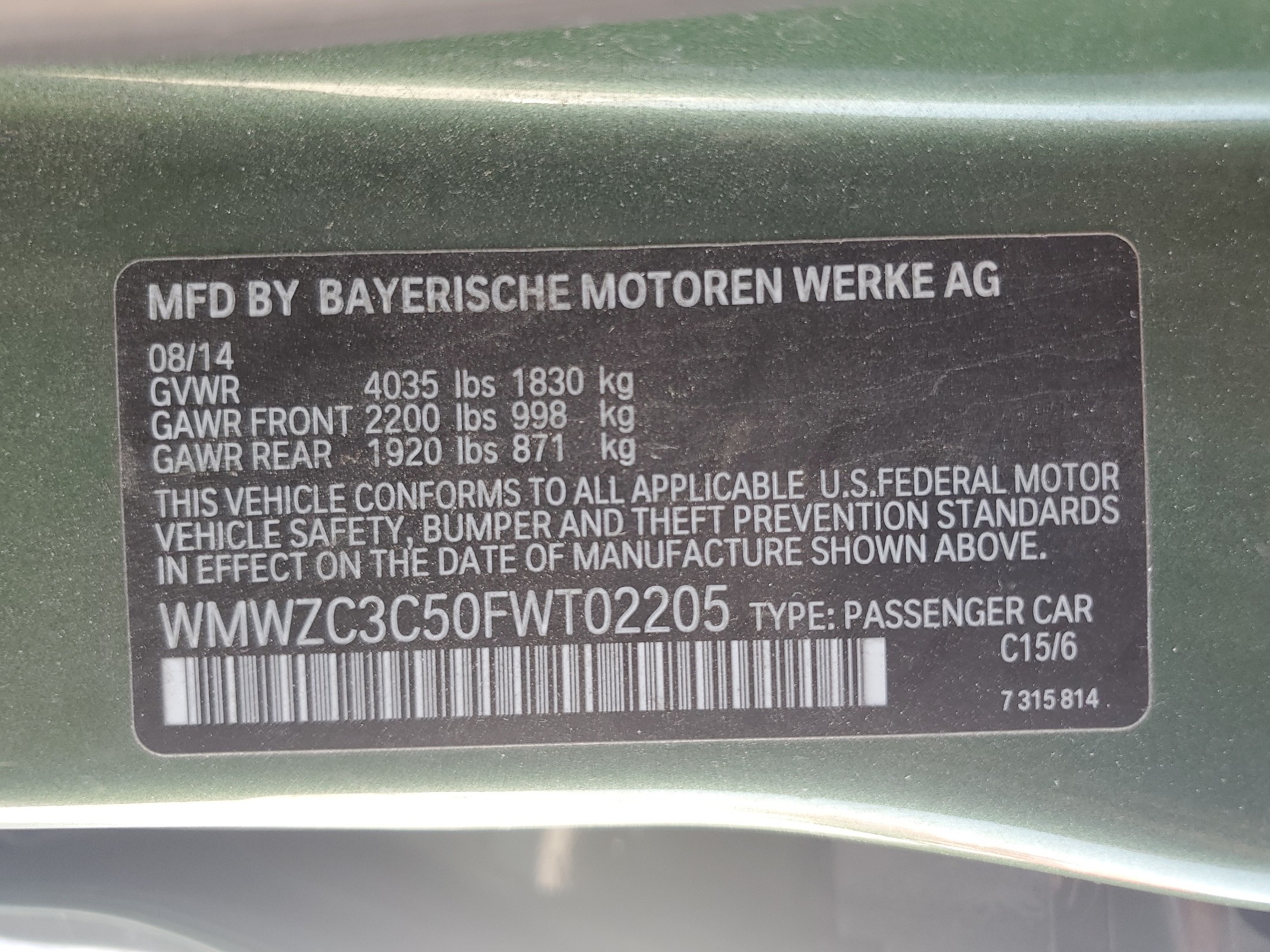 WMWZC3C50FWT02205 2015 Mini Cooper S Countryman