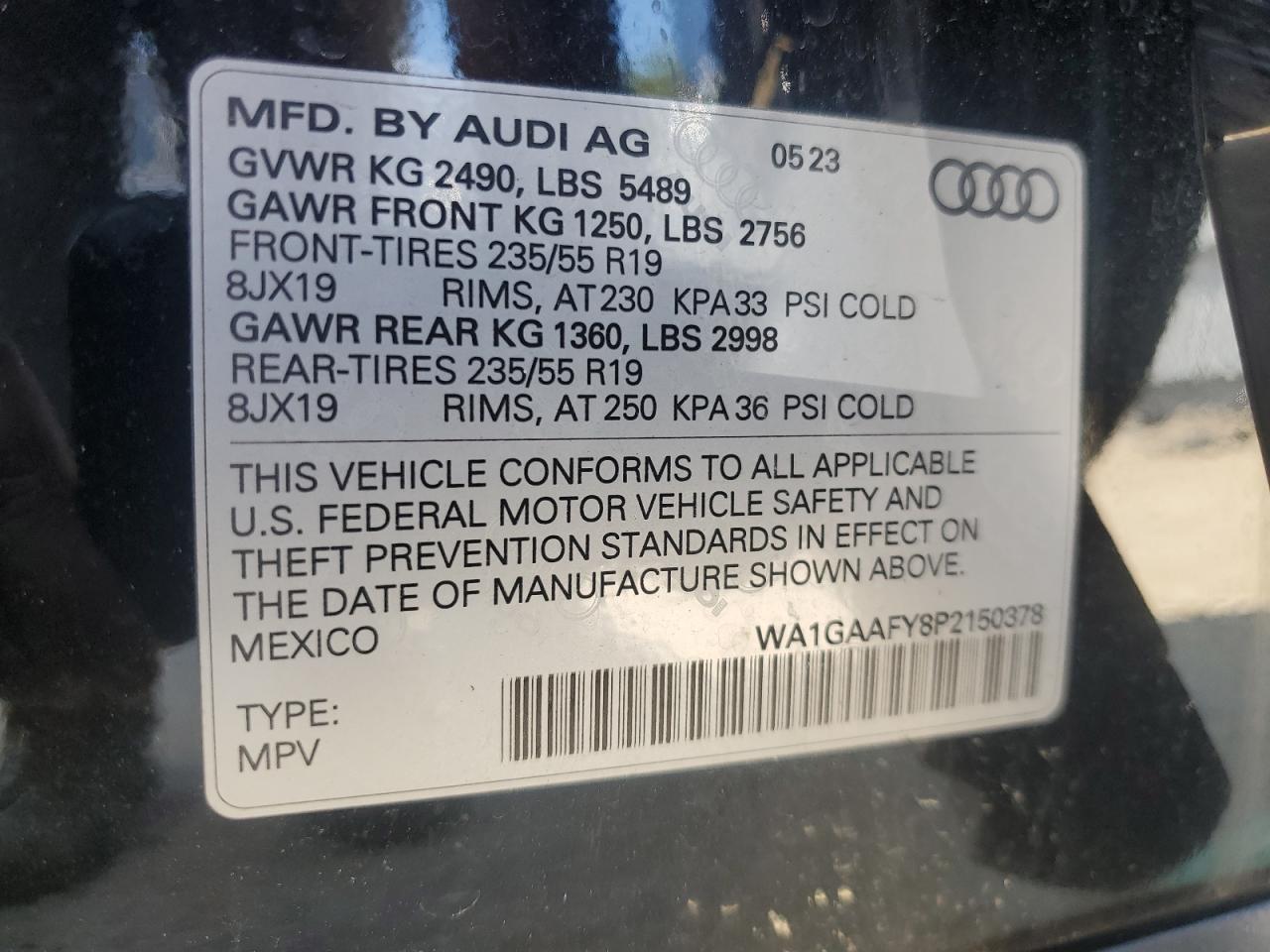 WA1GAAFY8P2150378 2023 Audi Q5 Premium 45