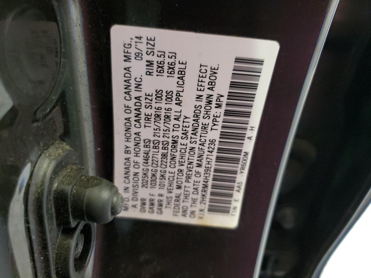 2014 Honda Cr-V Lx VIN: 2HKRM4H39EH714236 Lot: 67471424