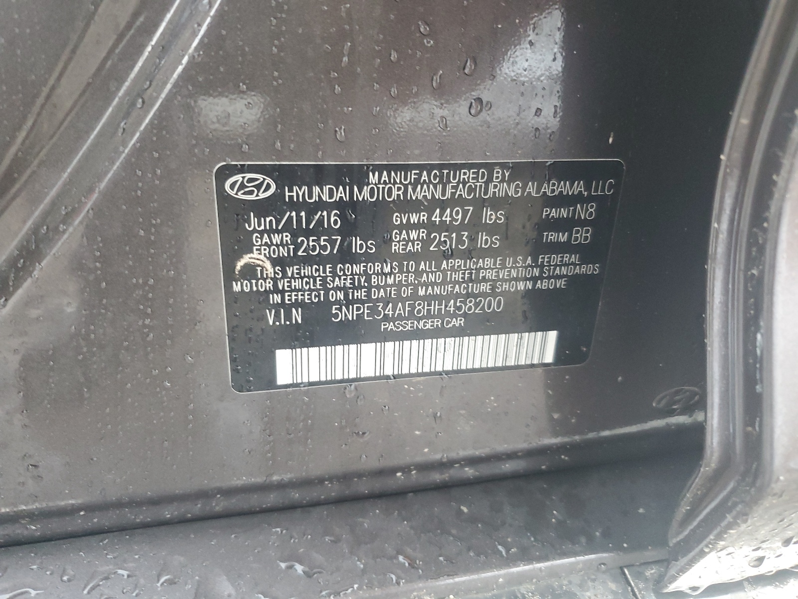 5NPE34AF8HH458200 2017 Hyundai Sonata Sport