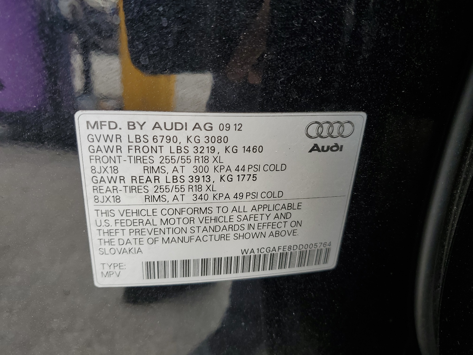 WA1CGAFE8DD005764 2013 Audi Q7 Premium