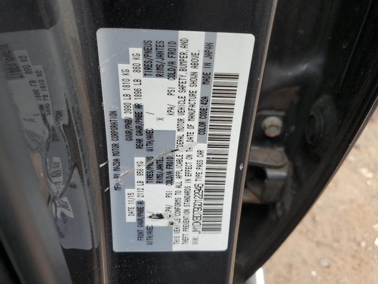 2016 Mazda Cx-3 Grand Touring VIN: JM1DKBD79G0122946 Lot: 65449294