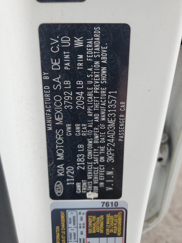 2021 Kia Forte Fe VIN: 3KPF24AD3ME313571 Lot: 68338304