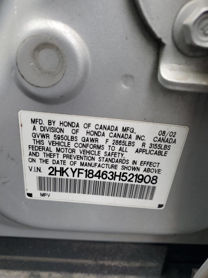 2003 Honda Pilot Ex VIN: 2HKYF18463H521908 Lot: 66673624