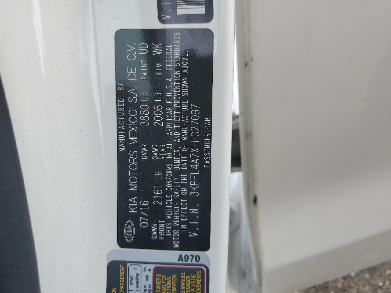 2017 Kia Forte Lx VIN: 3KPFL4A7XHE027097 Lot: 65564054